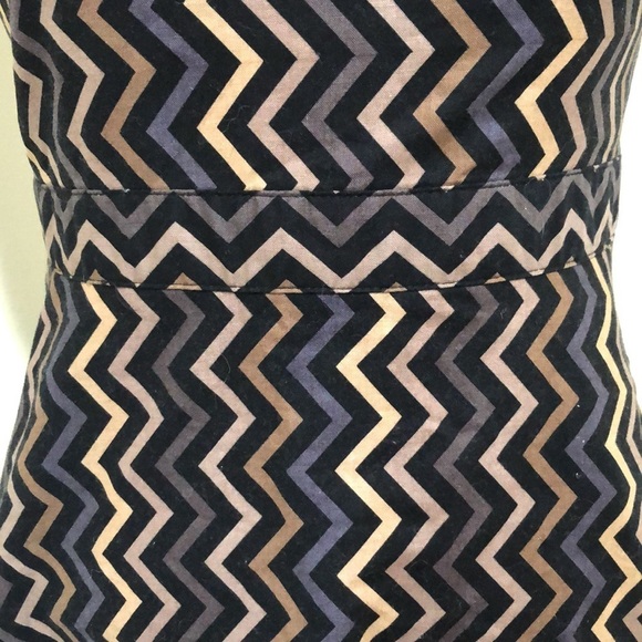 Atelier New York Dress Size 4 Black Brown Zigzag Chevron - Picture 4 of 11